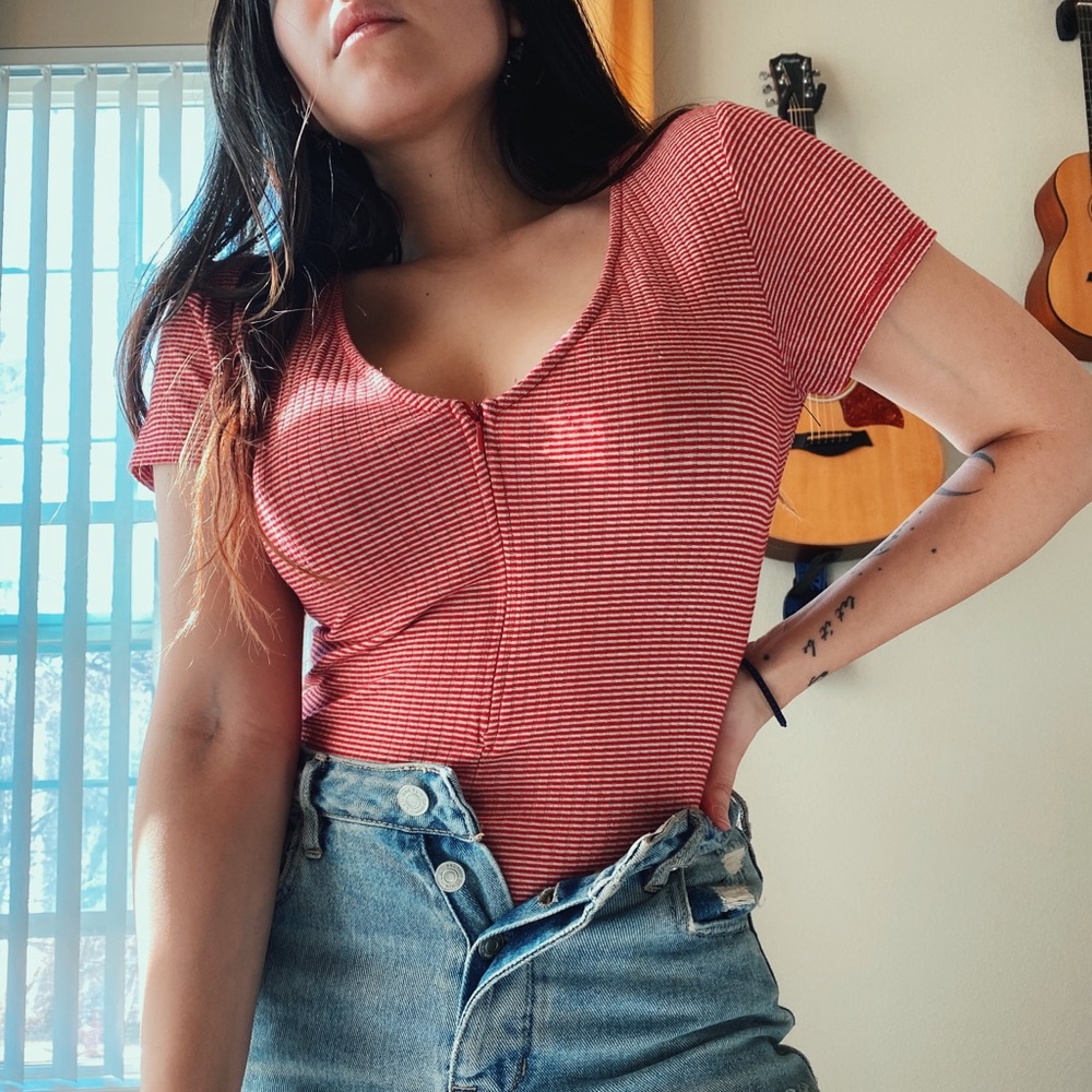 Urban outfitters robbed striped bodysuit